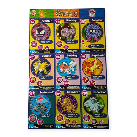 Pokemon Other - Vintage 90s Uncut Burger King Pokemon Trading Cards